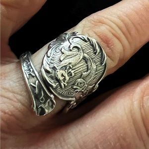 Sterling Silver Pisces Spoon Ring Zodiac Angel February